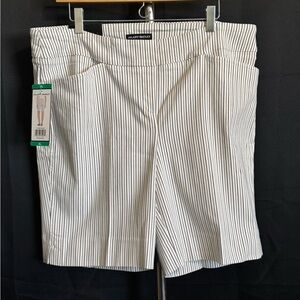 Hilary Radley Striped White Bermuda Shorts